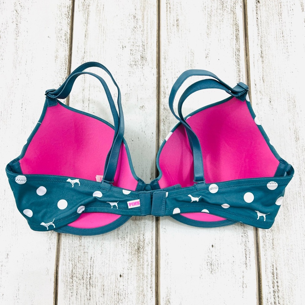 36C VS PINK Wear Everywhere Push Up Bra Polka Dots Dog Pups - Picture 6 of 9